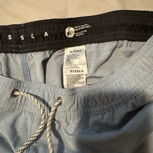 VISSLA Men’s Light Blue Swim Trunks with Black Waistband